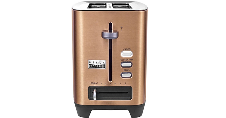 Bella Pro Series Slice Wide Self Centering Slot Toaster In Copper