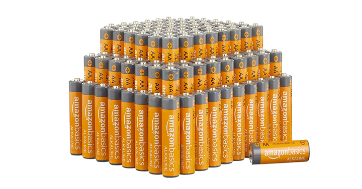 Amazon Basics 100 Pack AA High Performance Alkaline Batteries Just