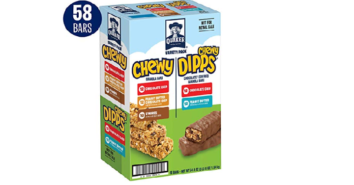 Quaker Chewy Dipps & Granola Bars, Variety Pack, 58 Bars Only $8.60 ...