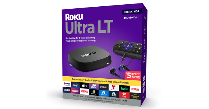 Roku Ultra LT Streaming Device 4K/HDR/Dolby Vision with Roku Voice ...